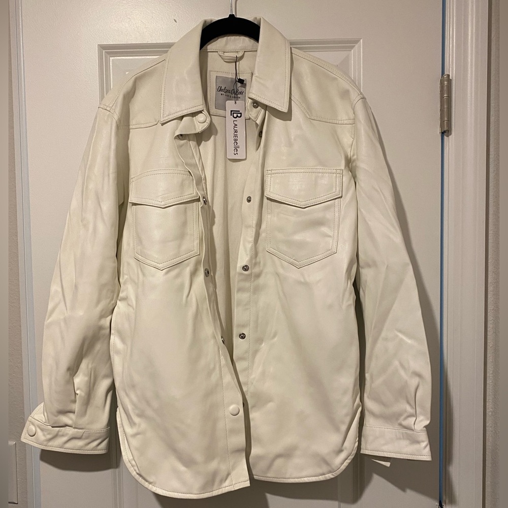 Faux leather shacket